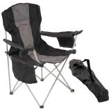 Skladacia kempingová stolička XL s chladiacou taškou, čierna