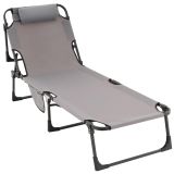 Skladacie lehátko, sivé, polyester, 182 x 60 x 30 cm