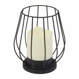 Kovový svietnik, sviečka LED, teplá biela, čierna/biela