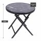 Záhradný bistro stolík, skladací, Ø 45 cm, čierny mramor
