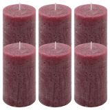 Bordó parafínová sviečka rustikálna 11,5 cm, 40 h, sada 6 ks