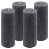 Antracit parafínová sviečka rustikálna 20 cm,90 h, sada 4 ks