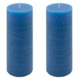 Modrá parafínová sviečka rustikálna 20 cm, 90 h, sada 2 ks