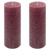 Bordó parafínová sviečka rustikálna 20 cm, 90 h, sada 2 ks