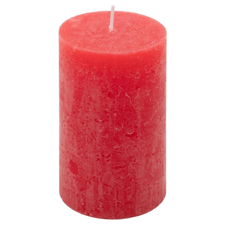 Červená parafínová sviečka rustikálna 11,5 cm, 40h, sada 6kk