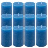Modrá parafínová sviečka rustikálna 11,5 cm, 40 h, sada 12ks