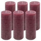 Bordó parafínová sviečka rustikálna 20 cm, 90 h, sada 6 ks