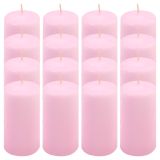 Ružová parafínová sviečka 10 cm, 20 h horenia, sada 16 ks
