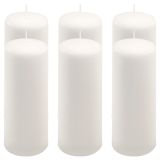 Sada stĺpových sviečok, 20 cm, Ø 7,5 cm, biela, 6 ks