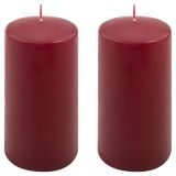 Sada stĺpových sviečok, 15 cm, Ø 7,5 cm, vínová, 2 ks