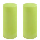 Sada stĺpových sviečok, 25 cm, Ø10 cm, svetlozelená, 2 ks