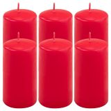 Sada stĺpových sviečok, 11,5 cm, Ø 6 cm, červená, 6 ks