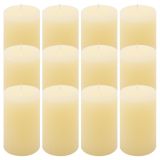Krémová parafínová sviečka rustikálna 11,5 cm,40h, sada 12ks