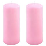Sada stĺpových sviečok, 20 cm, Ø 7,5 cm, ružová, 2 ks