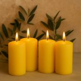 Sada stĺpových sviečok, 15 cm, Ø 7,5 cm, žltá, 4 ks