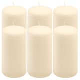 Sada stĺpových sviečok, 15 cm, Ø 7,5 cm, krémová, 6 ks