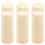 Sada stĺpových sviečok, 20 cm, Ø 7,5 cm, krémová, 6 ks