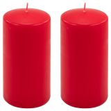 Sada stĺpových sviečok, 15 cm, Ø 7,5 cm, červená, 2 ks