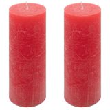 Červená parafínová sviečka rustikálna 20 cm, 90 h, sada 2 ks
