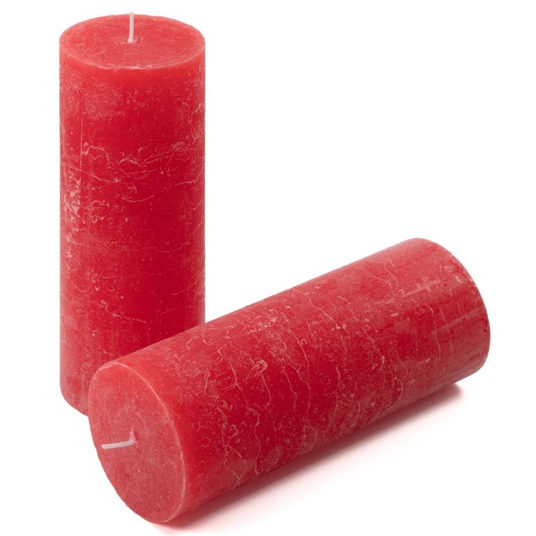 Červená parafínová sviečka rustikálna 20 cm, 90 h, sada 2 ks