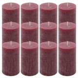 Burgundská parafínová sviečka, rustikálna, 11,5 cm, 12 ks