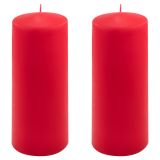 Sada stĺpových sviečok, 20 cm, Ø 7,5 cm, červená, 6 ks