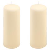 Sada stĺpových sviečok, 20 cm, Ø 7,5 cm, krémová, 2 ks