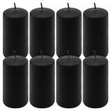 Čierna parafínová sviečka 10 cm, 20 h horenia, sada 8 ks