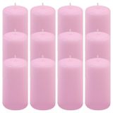 Sada stĺpových sviečok, 11,5 cm, Ø 6 cm, ružová, 12 ks