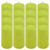 Sada stĺpikových sviečok, 10 cm, Ø 5 cm, svetlozelená, 16 ks