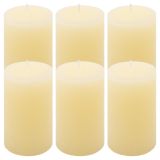 Krémová parafínová sviečka rustikálna 11,5 cm, 40h, sada 6ks