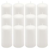 Sada stĺpových sviečok, 11,5 cm, Ø 6 cm, biela, 12 ks