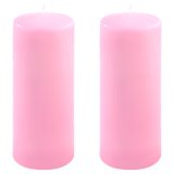 Sada stĺpových sviečok, 25 cm, Ø10 cm, ružová, 2 ks