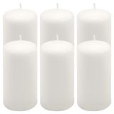 Sada stĺpových sviečok, 11,5 cm, Ø 6 cm, biela, 6 ks
