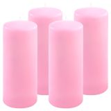 Sada stĺpových sviečok, 25 cm, Ø10 cm, ružová, 4 ks