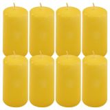 Sada stĺpových sviečok, 10 cm, Ø 5 cm, žltá, 8 ks