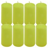 Sada stĺpikových sviečok, 10 cm, Ø 5 cm, svetlozelená, 8 ks