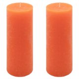Oranžová parafínová sviečka rustikálna 20 cm,90 h, sada 2 ks