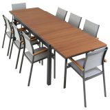 Záhradný set, rozkladací stôl a 8 stohovateľných stoličiek