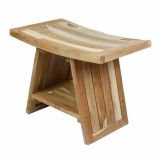 Stolička DIVERO, masívny ošetrený teak, 60 x 35 x 45 cm