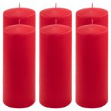 Sada stĺpových sviečok, 25 cm, Ø10 cm, červená, 6 ks