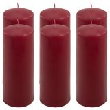 Sada stĺpových sviečok, 20 cm, Ø 7,5 cm, vínová, 6 ks