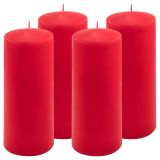 Sada stĺpových sviečok, 20 cm, Ø 7,5 cm, červená, 4 ks