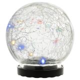 Solárne osvetlenie sklenená guľa 10 LED, viacfarebná, 11 cm