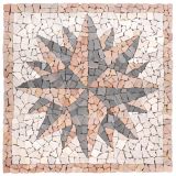 Mramorová mozaika, motív Rosone Windrose, 90 x 90 cm