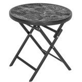 Odkladací stolík so sklenenou doskou, sivý mramor, Ø 45 cm