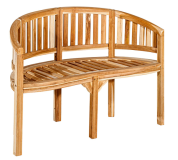 Teaková lavica do záhrady, oblý sedák,120 cm, prírodné drevo