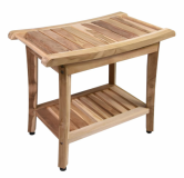 Kúpeľňová stolička DIVERO SECO s policou, teakové drevo