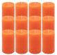 Oranžové rustikálne stĺpové sviečky 6,8x11,5 cm – sada 12 ks