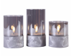 Sada 3 LED sviečok v sklenených pohároch, podstavec, časovač